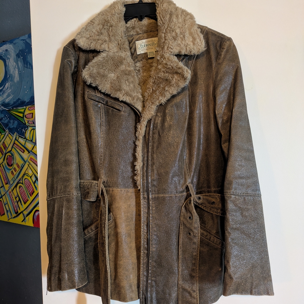 St. John's Bay Brown Leather Coat
